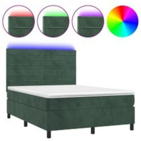 Sommier à lattes de lit avec matelas LED Vert foncé 140x190 (1/5)