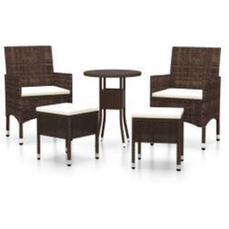 Salon de jardin 5 pcs Résine tressée Marron (1/5)