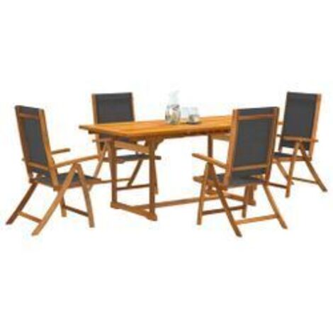Ensemble à manger de jardin 5pcs bois d'acacia solide textilène (1/5)