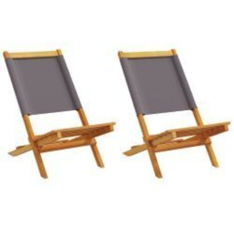 Chaises de jardin lot de 2 anthracite bois acacia massif tissu (1/5)