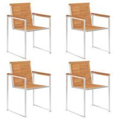 Chaises de jardin lot de 4 Bois d'acacia solide et inox (1/5)