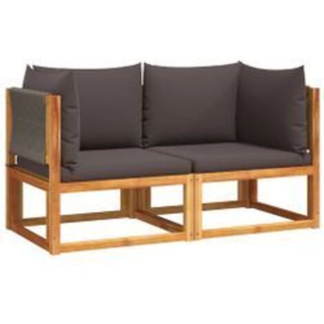 Canapés d'angle de jardin et coussins 2pcs bois massif d'acacia (1/5)