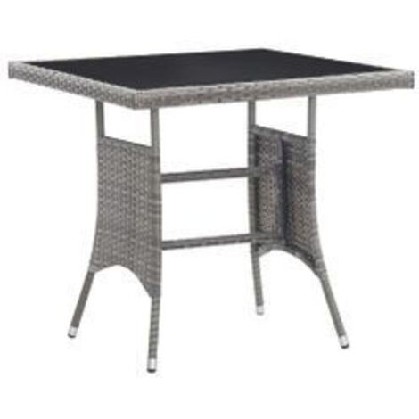 Table de jardin gris 80x80x74 résine tressée (1/5)