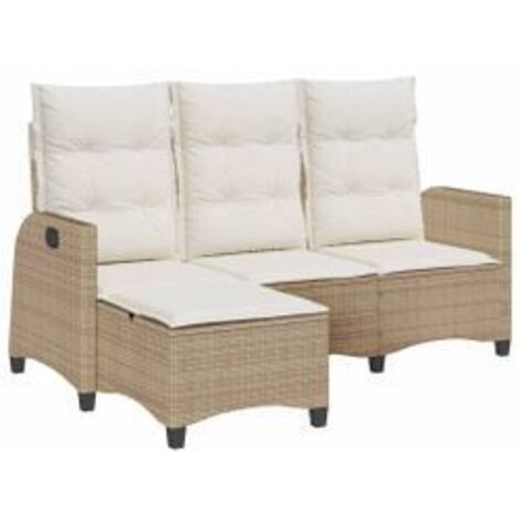 Canapé de jardin inclinable coussins forme de L beige polyrotin (1/5)