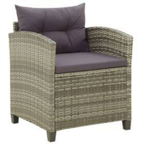 Chaise de jardin avec coussins Résine tressée Gris (1/5)