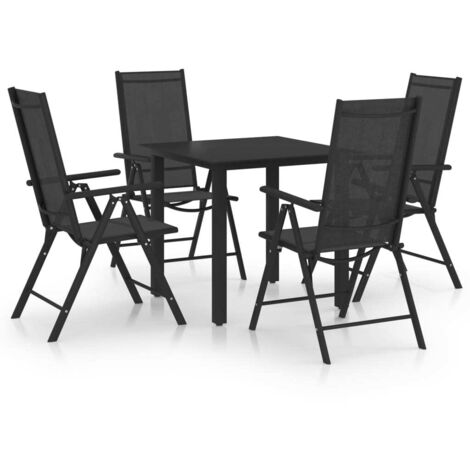 Ensemble de salle à manger de jardin 5 pcs Aluminium Noir (1/5)