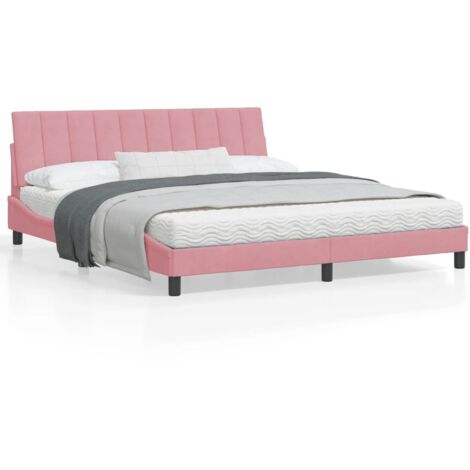 Cadre de lit avec tête de lit Rose 180x200 Velours (1/5)