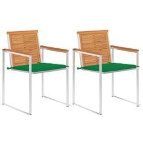 Chaises de jardin avec coussins lot de 2 Acacia solide et acier (1/5)