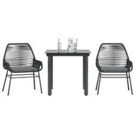Ensemble à manger de jardin et coussins 3 pcs noir rotin verre (1/5)