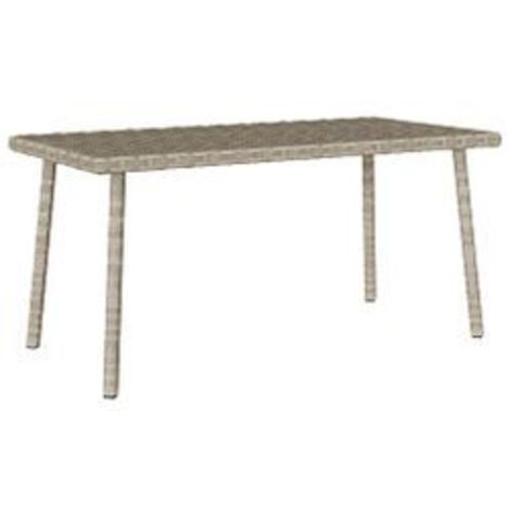 Table basse de jardin rectangulaire gris clair résine tressée (1/5)