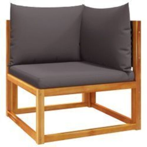 Canapé d'angle de jardin avec coussins bois massif d'acacia (1/5)