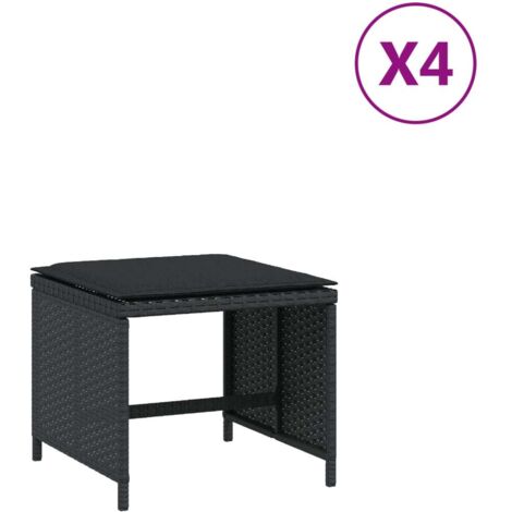 Tabourets de jardin avec coussins 4 pcs noir 41x41x36 rotin (1/5)