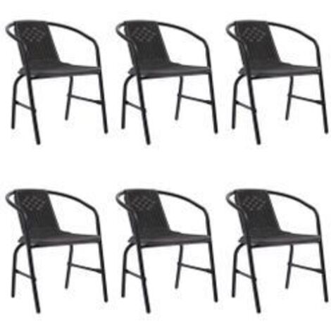 Chaises de jardin lot de 6 Rotin plastique et acier 110 kg (1/5)