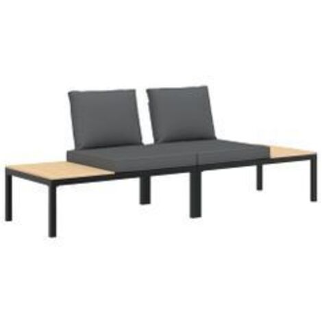 Salon de jardin 2 pcs avec coussins noir aluminium (1/5)