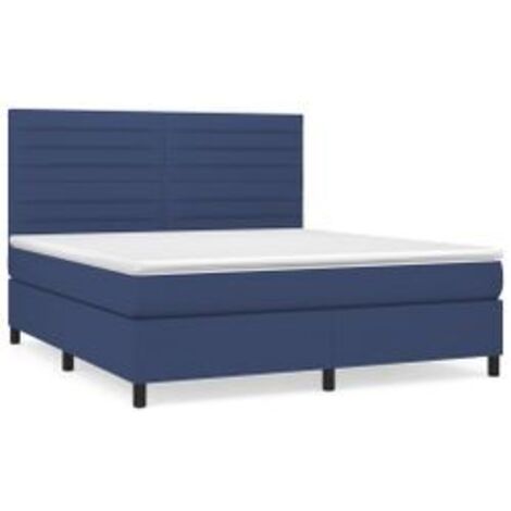 Sommier à lattes de lit avec matelas Bleu 160x200 Tissu (1/5)