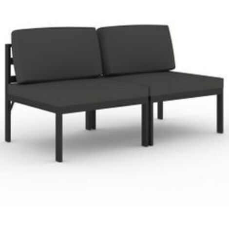 Canapé de jardin 2 places avec coussins Aluminium Anthracite (1/5)