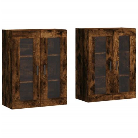Armoires murales 2 pcs chêne fumé bois d'ingénierie (1/5)