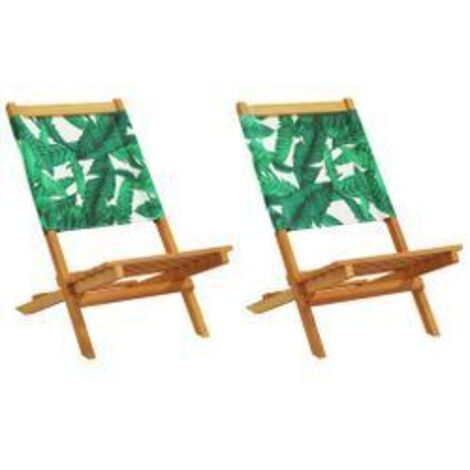 Chaises de jardin lot de 2 motif de feuilles acacia et tissu (1/5)