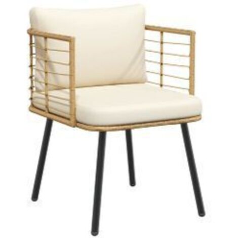Chaise de jardin avec coussins naturel résine tressée (1/5)