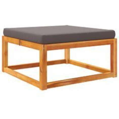 Repose-pied de jardin avec coussins bois massif d'acacia (1/5)