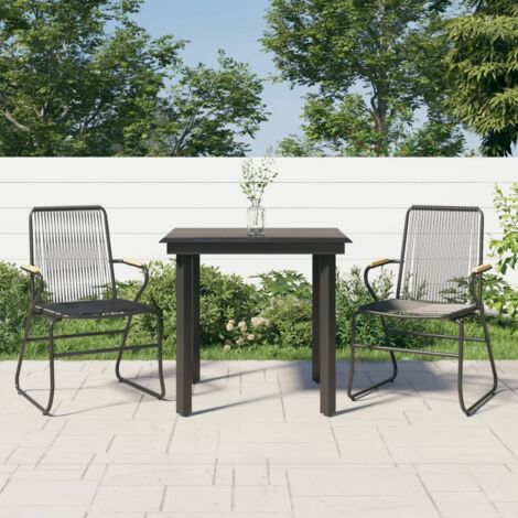 Ensemble à manger de jardin 3 pcs noir rotin PVC (1/5)