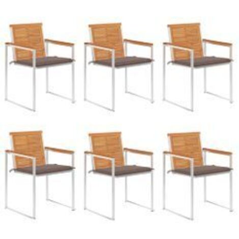Chaises de jardin lot de 6 avec coussins Bois d'acacia solide (1/5)