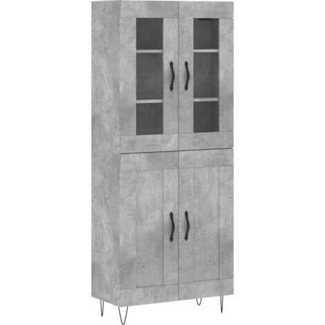 Buffet haut Gris béton 69,5x34x180 Bois d'ingénierie (1/5)