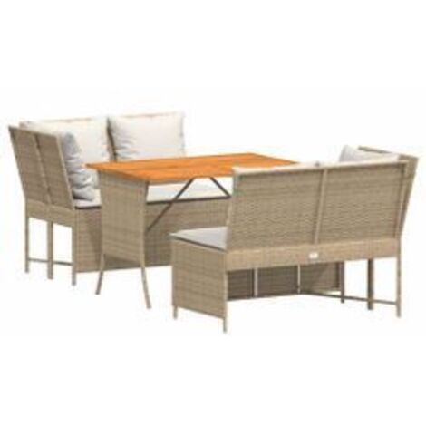 Salon de jardin avec coussins 3 pcs beige résine tressée (1/5)