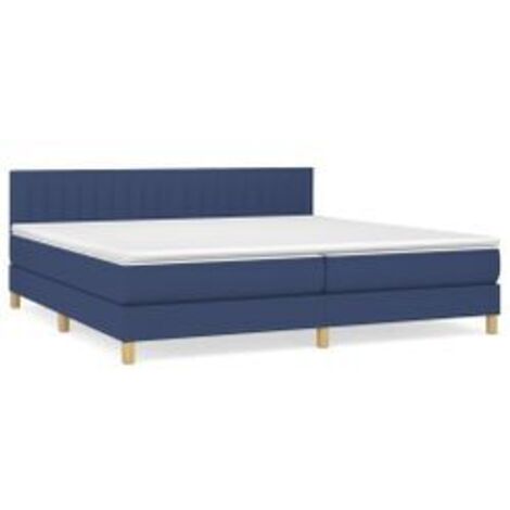 Sommier à lattes de lit avec matelas Bleu 200x200 Tissu (1/5)