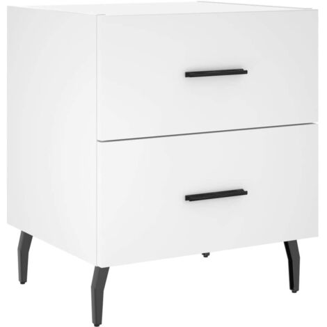Table de chevet blanc 40x35x47,5 bois d’ingénierie (1/5)