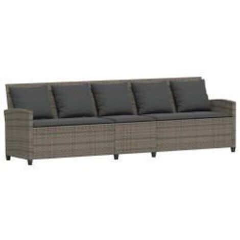 Canapé de jardin avec coussins 5 places gris résine tressée (1/5)