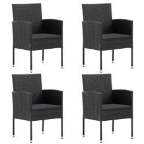 Chaises de jardin coussins noir lot de 4 noir résine tressée (1/5)