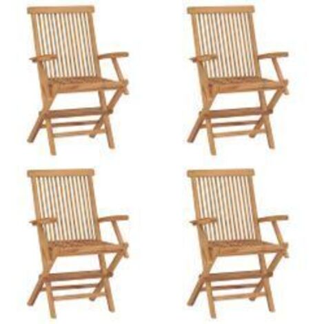 Chaises pliables de jardin 4 pcs Bois de teck solide (1/5)