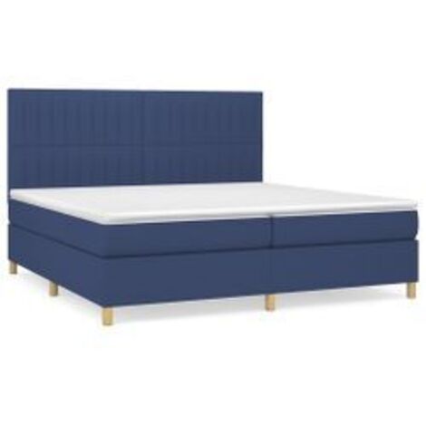 Sommier à lattes de lit avec matelas Bleu 200x200 Tissu (1/5)