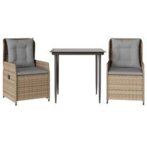 Ensemble à manger de jardin et coussins 3 pcs Beige poly rotin (1/5)