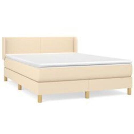 Sommier à lattes de lit avec matelas Crème 140x200 Tissu (1/5)