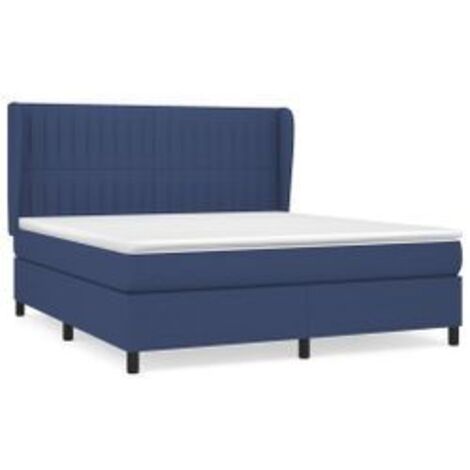 Sommier à lattes de lit avec matelas Bleu 160x200 Tissu (1/5)