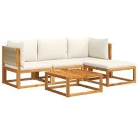 Salon de jardin avec coussins 5 pcs Bois d'acacia solide (1/5)