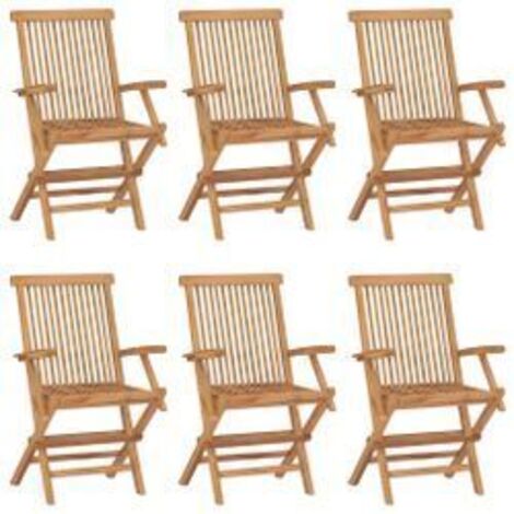 Chaises pliables de jardin 6 pcs Bois de teck solide (1/5)