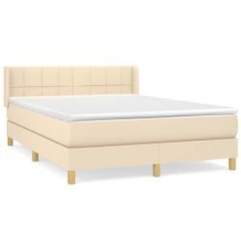 Sommier à lattes de lit avec matelas Crème 140x200 Tissu (1/5)