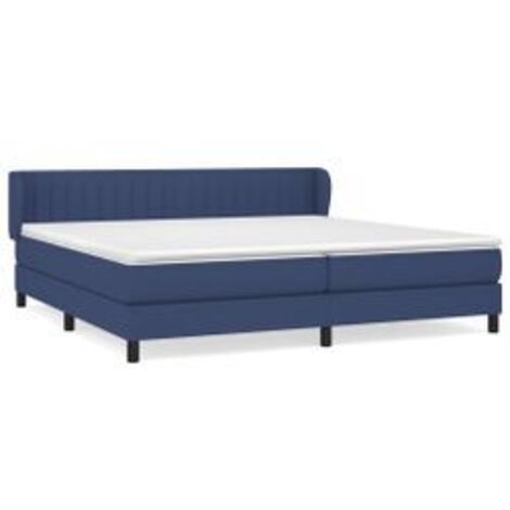 Sommier à lattes de lit avec matelas Bleu 200x200 Tissu (1/5)