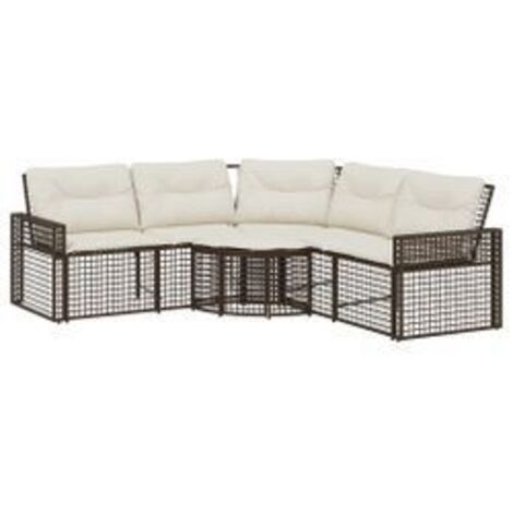 Canapé de jardin et coussins et repose-pied en forme de L rotin (1/5)
