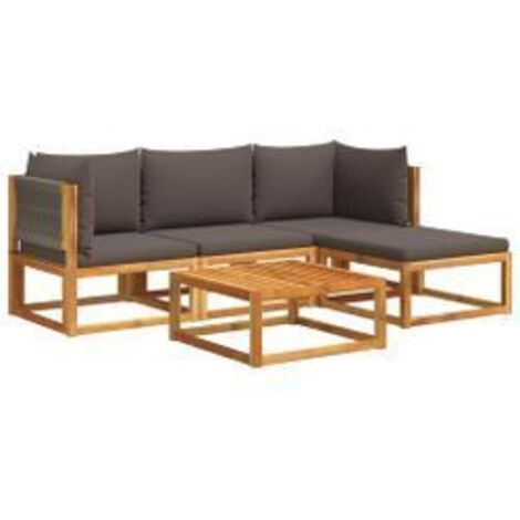 Salon de jardin avec coussins 5 pcs Bois d'acacia solide (1/5)