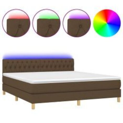 Sommier à lattes de lit matelas et LED Marron foncé 160x200 (1/5)