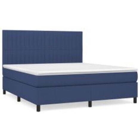 Sommier à lattes de lit avec matelas Bleu 160x200 Tissu (1/5)