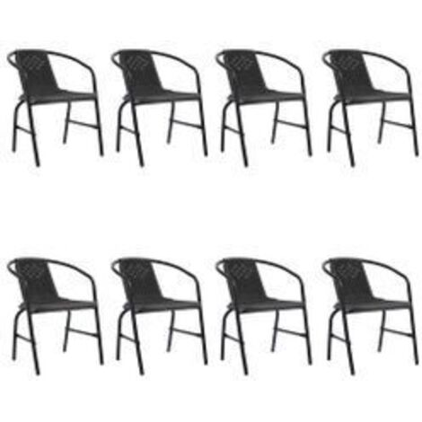 Chaises de jardin lot de 8 Rotin plastique et acier 110 kg (1/5)