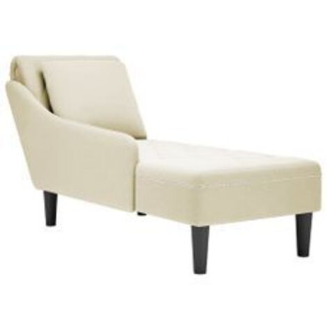 Fauteuil long avec coussin et accoudoir droit crème velours (1/5)