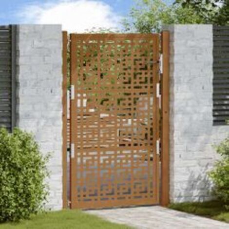Porte de jardin acier résistant aux intempéries design croisé (1/5)