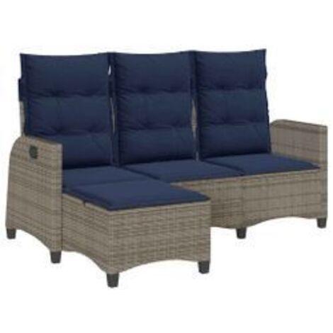 Canapé de jardin inclinable coussins forme de L gris polyrotin (1/5)