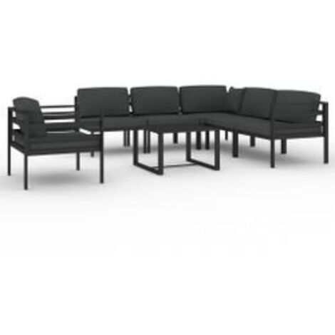 Salon de jardin 7 pcs avec coussins Aluminium Anthracite (1/5)